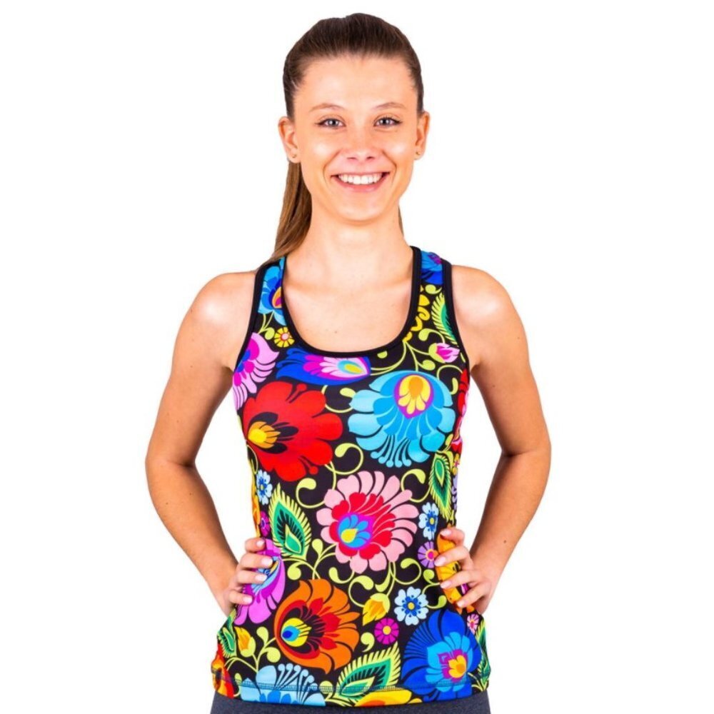 NWT fitness sport top folklore flowers no sleeve